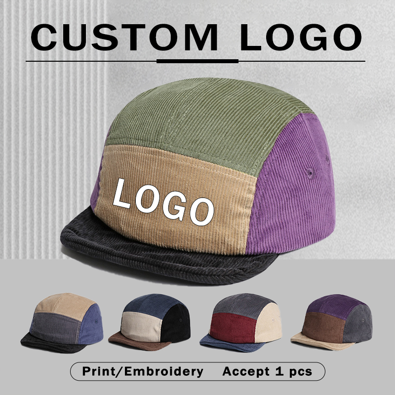Corduroy Cap 5 Panel - Bonés de Beisebol Retro de Corduroy