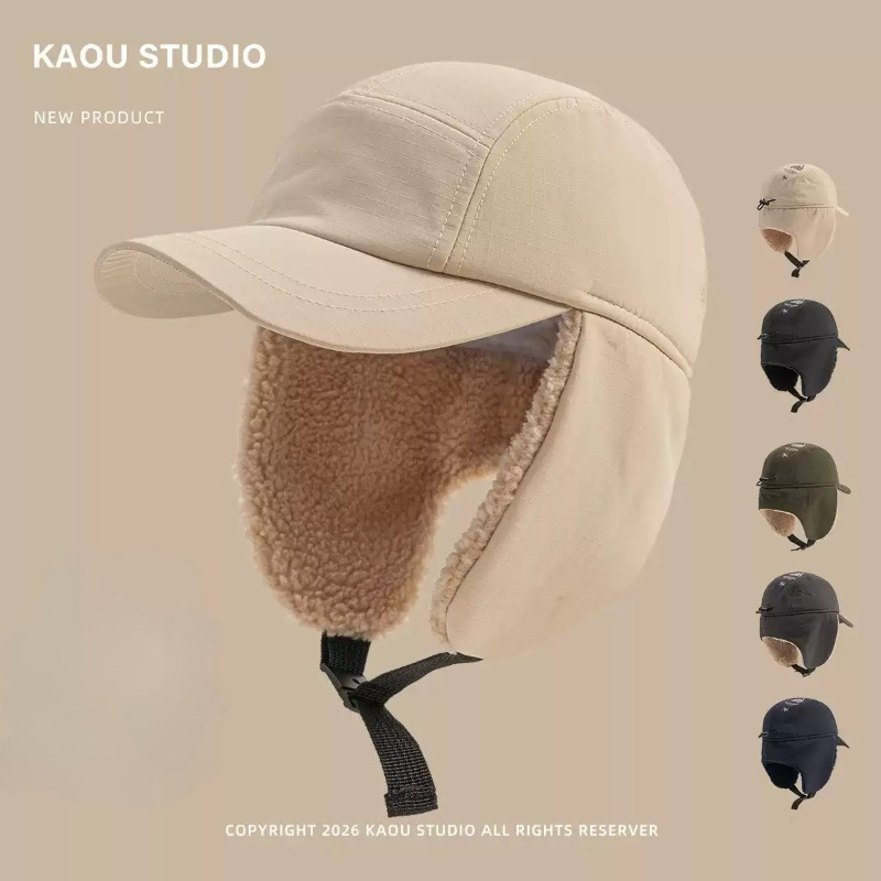 Corduroy Cap 5 Panel - Chapéu de inverno quente, estilo bomber,