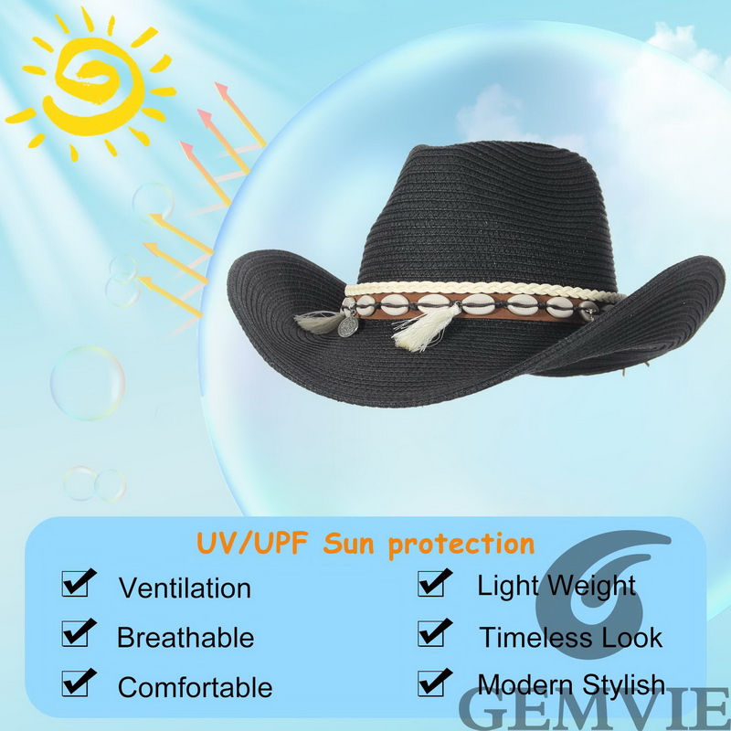 GEMVIE Chapéu de Palha Retrô d - Cowboy Hat Straw avaliação e preço