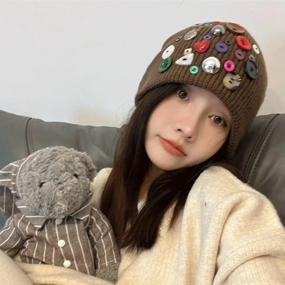 Gorro Colorido com Botões, Cha - Beanie Cuffed Knit avaliação e preço