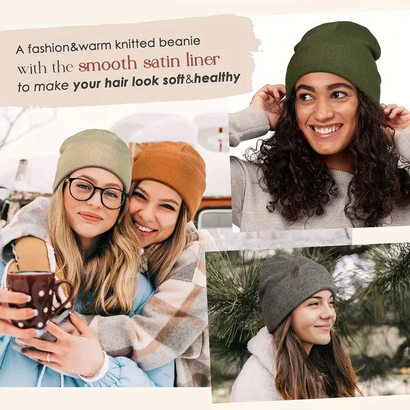 Gorro unissex forrado de cetim - Beanie Cuffed Knit avaliação e preço